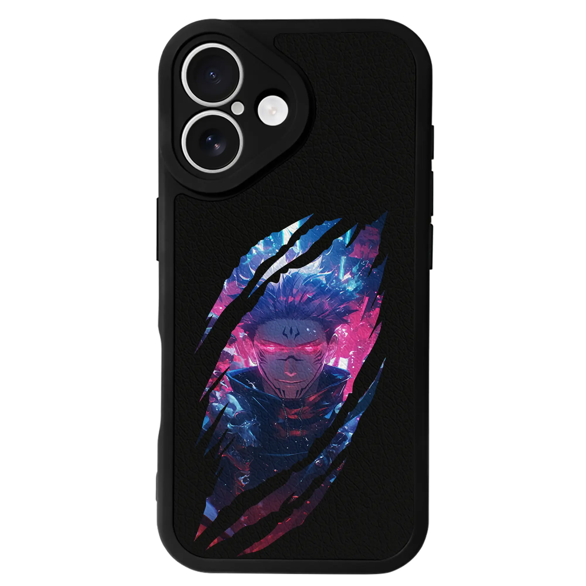 呪術廻戦 グッズ,両面宿儺 - IPhone 16シリーズ対応 ・ シリコンスマホケース ・ レザー調 ・ 高精度フィット ・ 耐衝撃 ・ ワイヤレス充電対応 ・ 精密カット